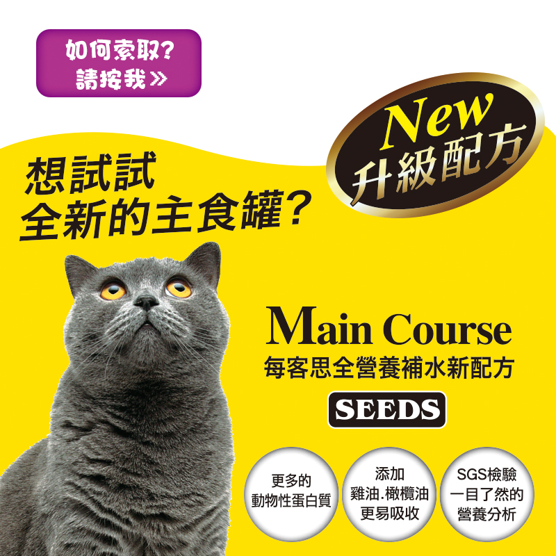 全新MAIN COURSE每客思全營養貓主食罐 免費試吃